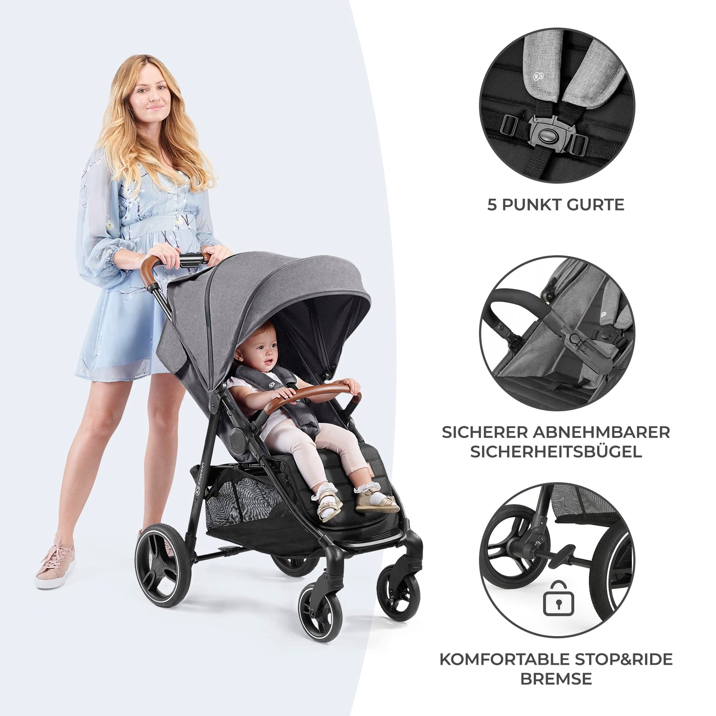 Kinderkraft GRANDE PLUS Buggy 0–22 kg, Grau