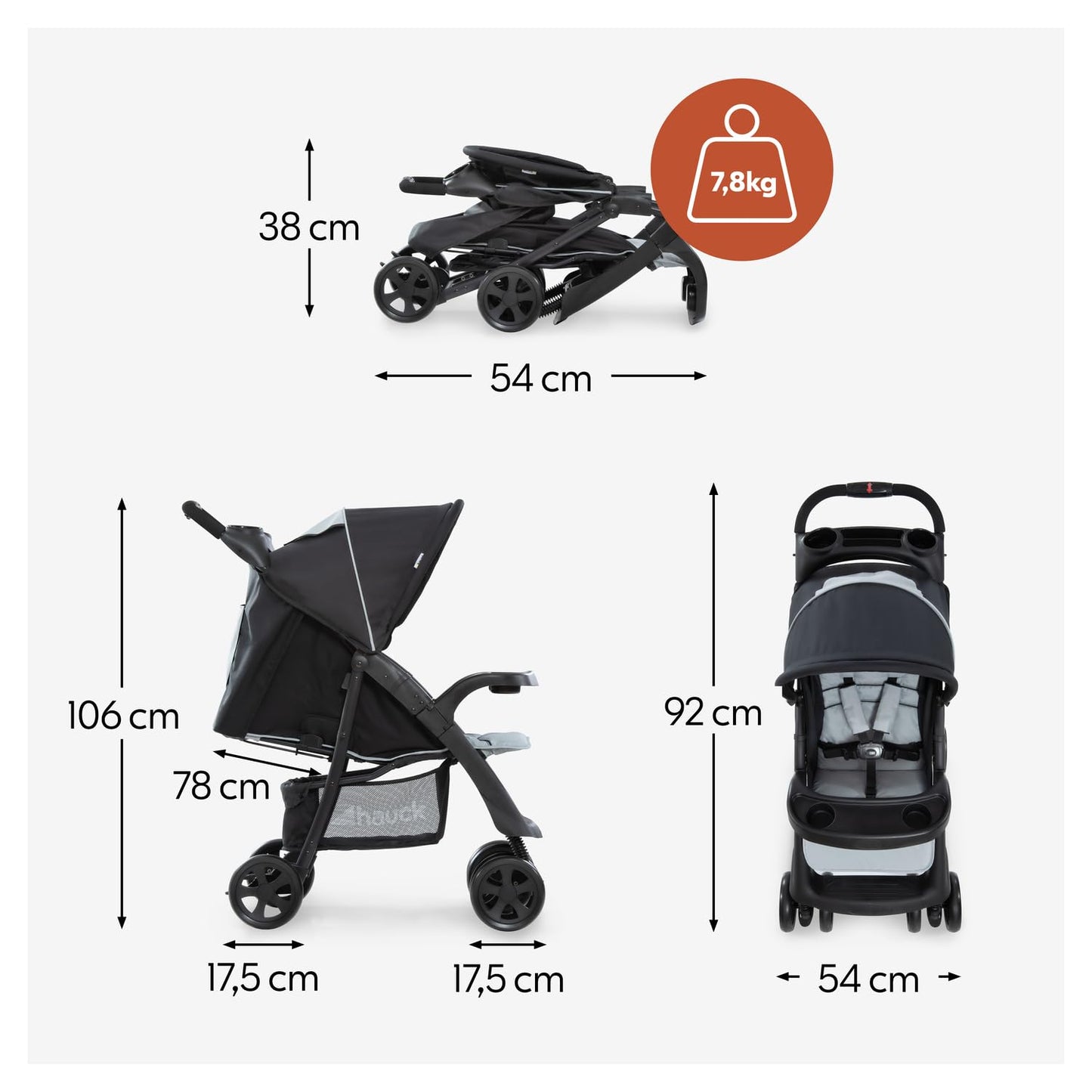 hauck Shopper Neo II Buggy 0–22 kg, Schwarz/Grau