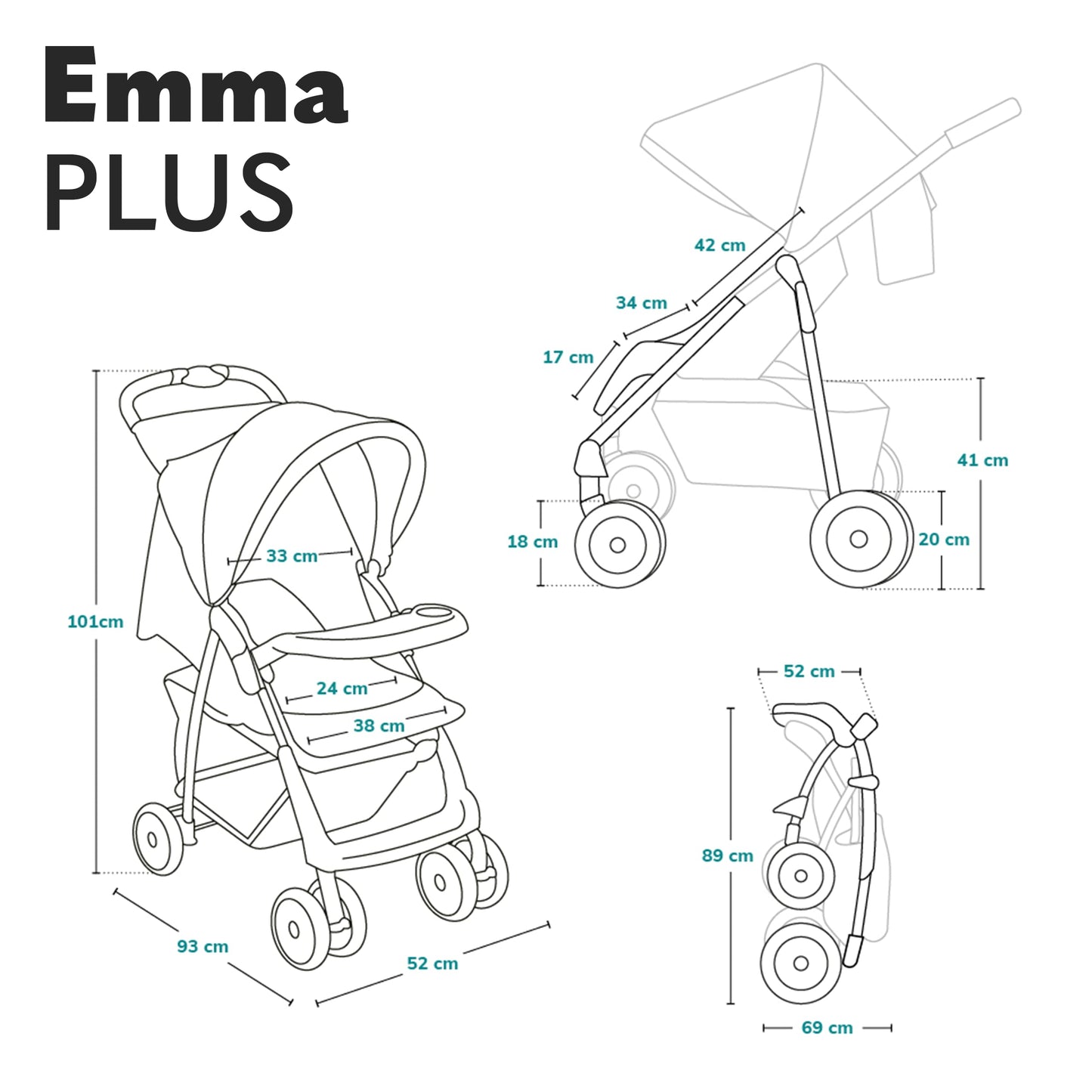 Lionelo Emma Plus Buggy bis 15 kg, klappbar