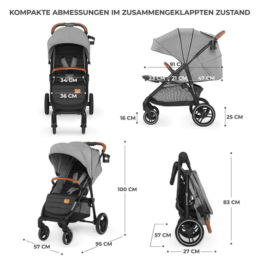 Kinderkraft GRANDE PLUS Buggy 0–22 kg, Grau