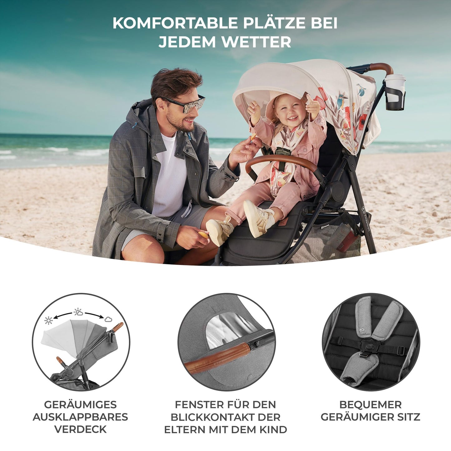 Kinderkraft GRANDE PLUS Buggy 0–22 kg, Grau