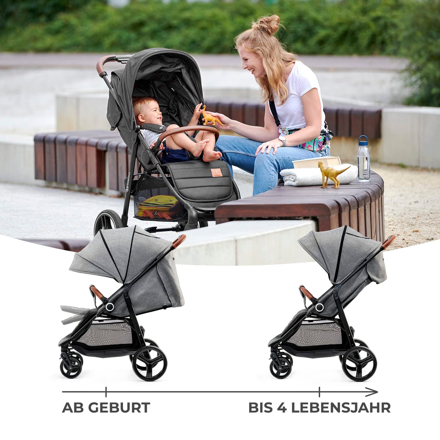 Kinderkraft GRANDE PLUS Buggy 0–22 kg, Grau