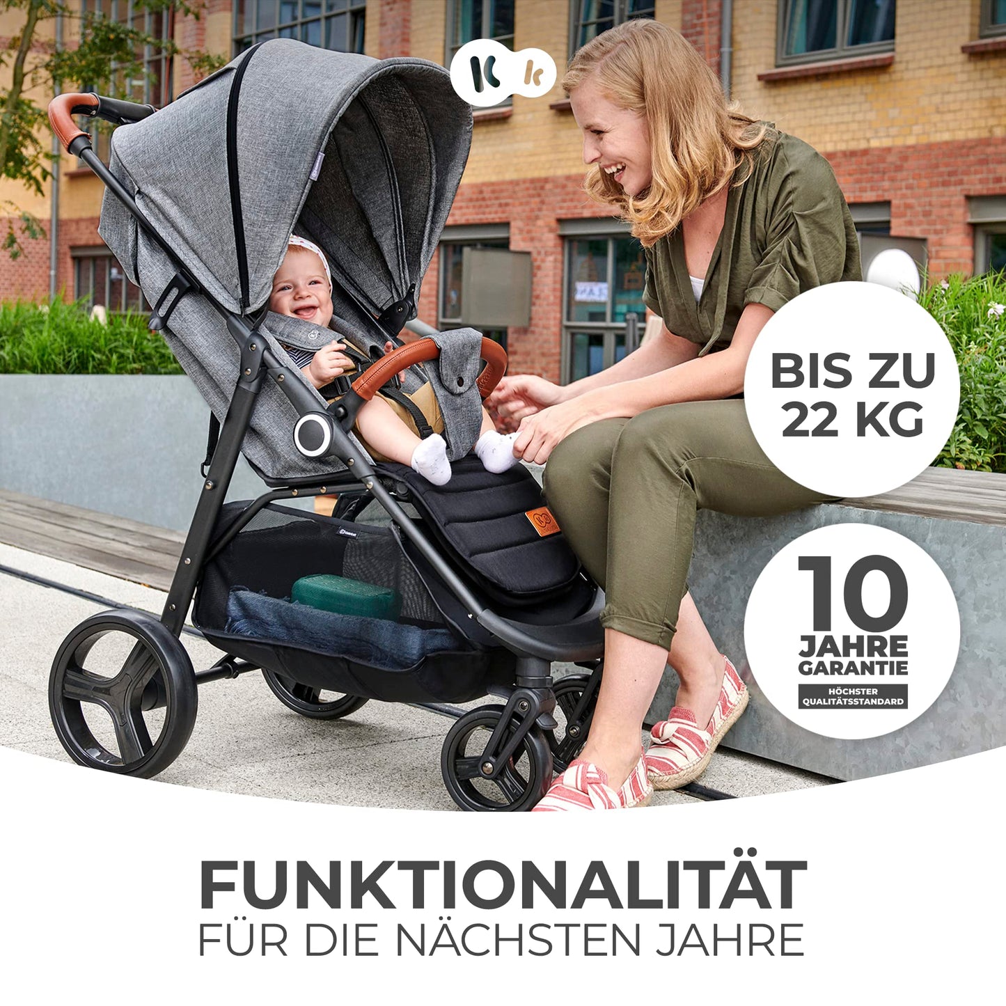 Kinderkraft GRANDE PLUS Buggy 0–22 kg, Grau